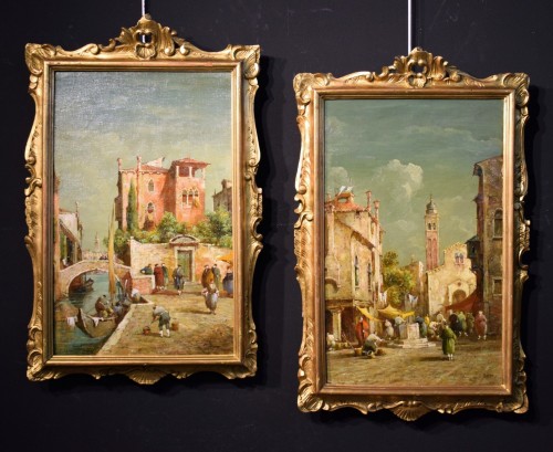 Pair of Venetian views - Eugenio Bonivento - known as &quot;Zeno&quot; (1880-1956) - Paintings & Drawings Style Art nouveau